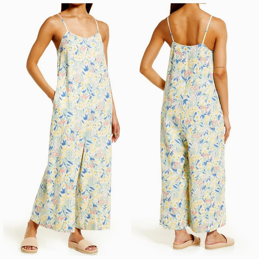 Nordstrom Pastel Floral Linen Jumpsuit